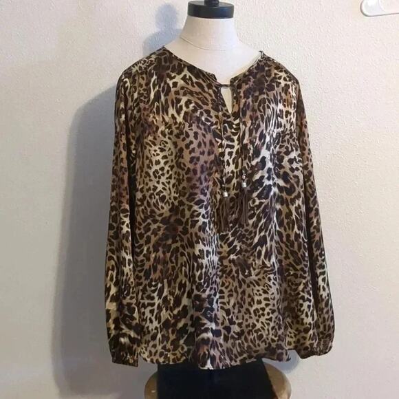 Chico's Tops - Chicos Animal Print Long Sleeve Blouse Tie Front Chicos‎ Size 2 - US size M 12